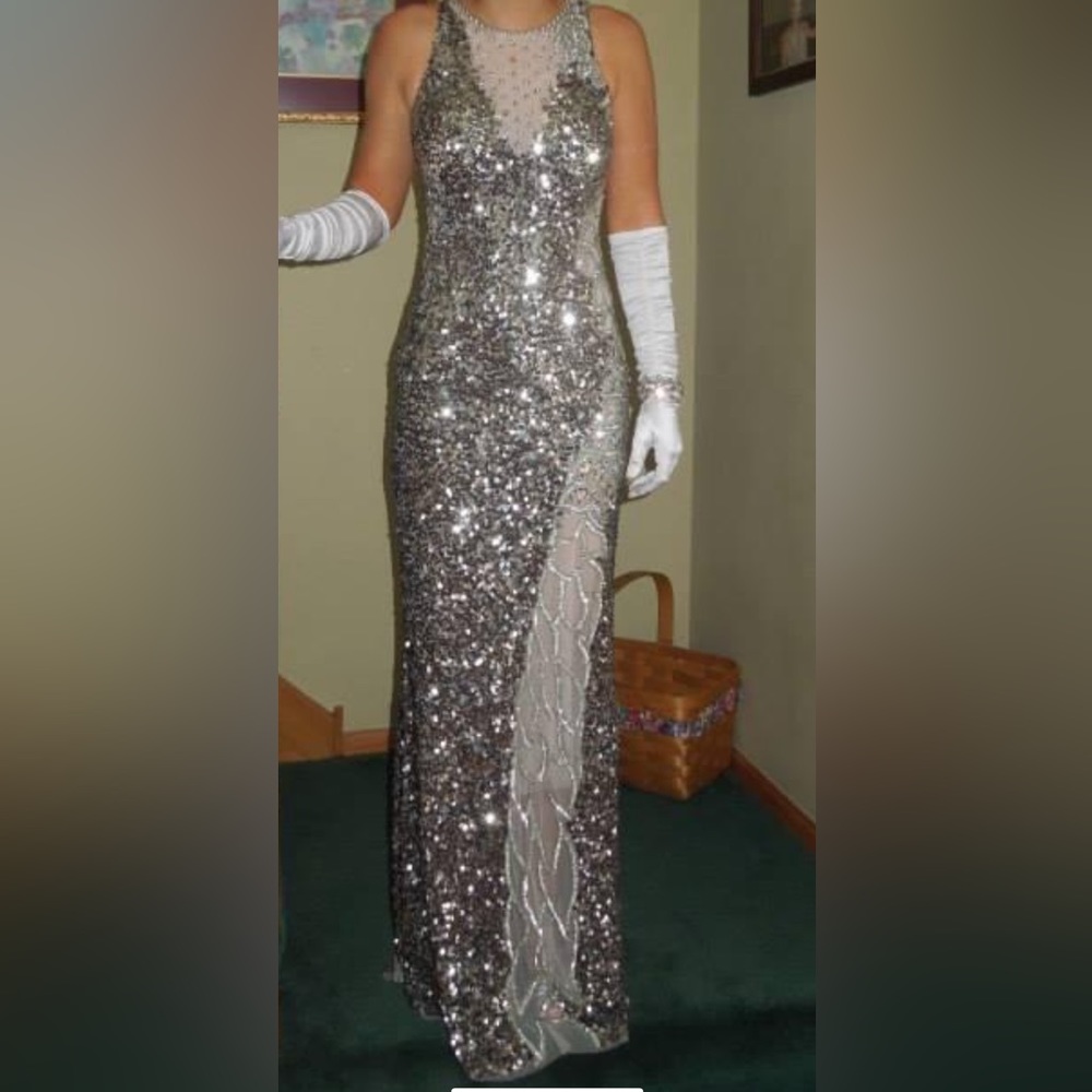 Precious Formals Sequin Prom Dress | Formal Dress | Gown | Silver